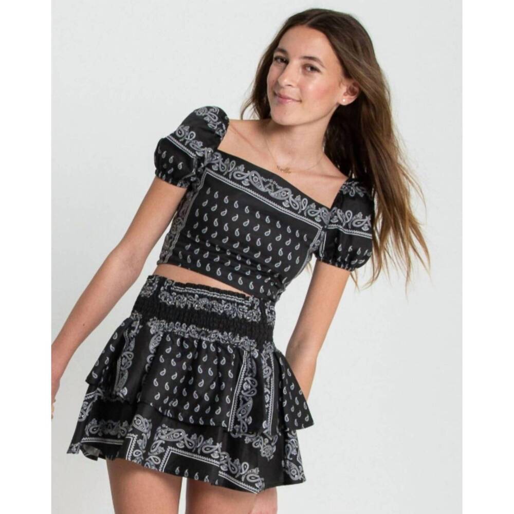 NEW THEME bandana skirt set in black